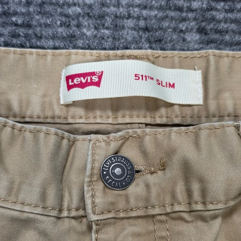 Levis 511 Slim Sueded‎ Pants Boys Size 18 Regular Khaki Tan Distressed